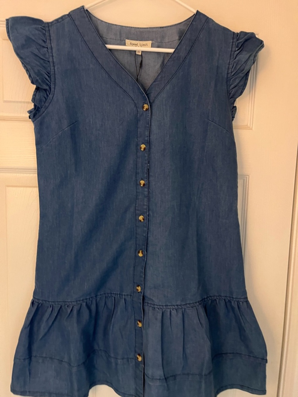 Blue Denim Button-Front Casual Dress